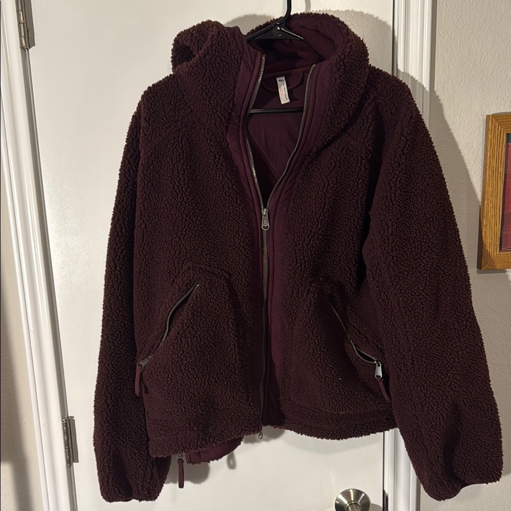 Free People Mountain Air Fleece Jacket Size: L - Maroon